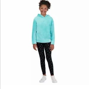 Calvin Klein Youth 2-piece Set Aqua Plush top and Black Leggings XS 5/6  NWT